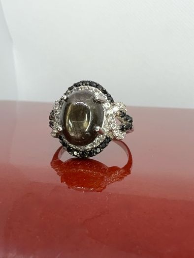 Silver Chantaburi Black Star Sapphire Cocktail Ring