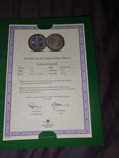2019 Myths and legends Eriu Medal