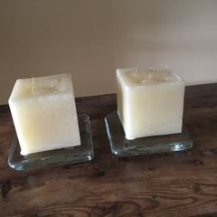 Large Square Pillar Candles with LSA 'Iceberg' Candle Holders - price drop