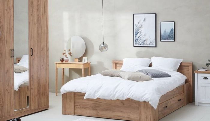 LINDTRUP King Size Bed Frame 160 200 cm Oak