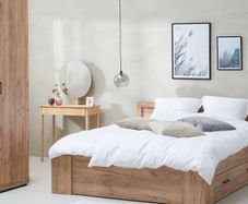 LINDTRUP King Size Bed Frame 160 200 cm Oak