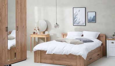 LINDTRUP King Size Bed Frame 160 200 cm Oak