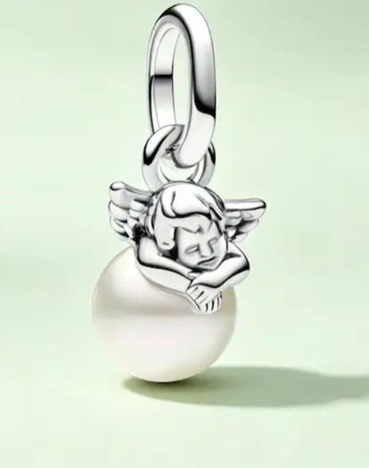new genuine pandora sleeping angel and pearl charm