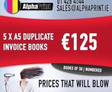 5 X A5 Dublicate Invoice Books