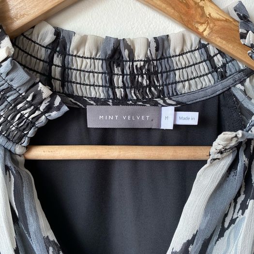 Mint Velvet Grey Abstract Print Flared Mini Dress Size M