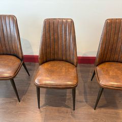Brown leather dining chairs