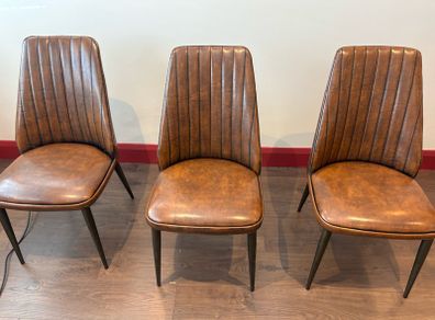 Brown leather dining chairs