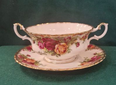 Old country roses soup cups and stands