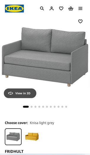 IKEA  2 Seater Sofa Bed  Light Grey