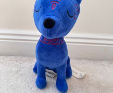 Miniso Life Sitting Cat Blue Plush Stuffed Animal approx. 28 cm. Please see photos