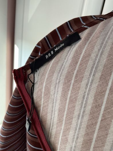 dress brown striped cotton dress with pockets size 12