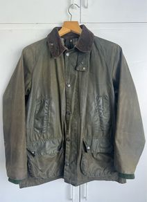 Vintage Barbour A100 Bedale 1990s sage green wax jacket