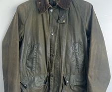 Vintage Barbour A100 Bedale 1990s sage green wax jacket