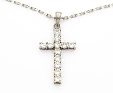 Sterling Silver CZ Cross On 925 Italian Chain