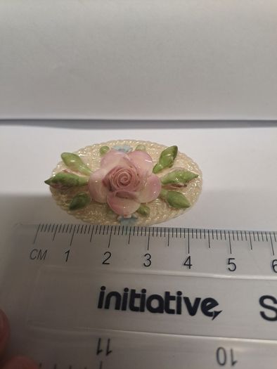 Vintage Porcelain Floral Brooch