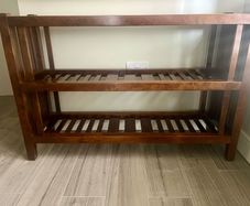 Solid Wood Console Table with Glass Top