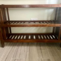 Solid Wood Console Table with Glass Top
