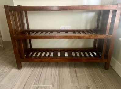 Solid Wood Console Table with Glass Top