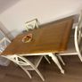 Extendible Wooden dining table & 4 fabric cushioned chairs Image 8