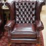 Pair of Oxblood Leather Wingback Armchairs Image 2