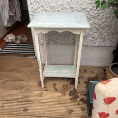 side table - white and blue chalk paint
