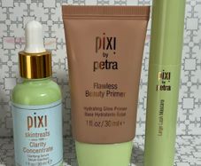 Pixi full size clarity clarifying serum, flawless beauty primer and large lash mascara brand new