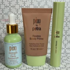 Pixi full size clarity clarifying serum, flawless beauty primer and large lash mascara brand new