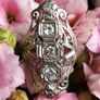 Antique Art Deco Diamond and 18 Carat White Gold Ring Image 8