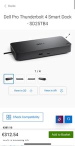As new - used for less than one month    Dell Pro Thunderbolt 4 Smart Dock Dock| SD25TB4