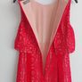 Oasis red lace dress with nude underlay Image 3