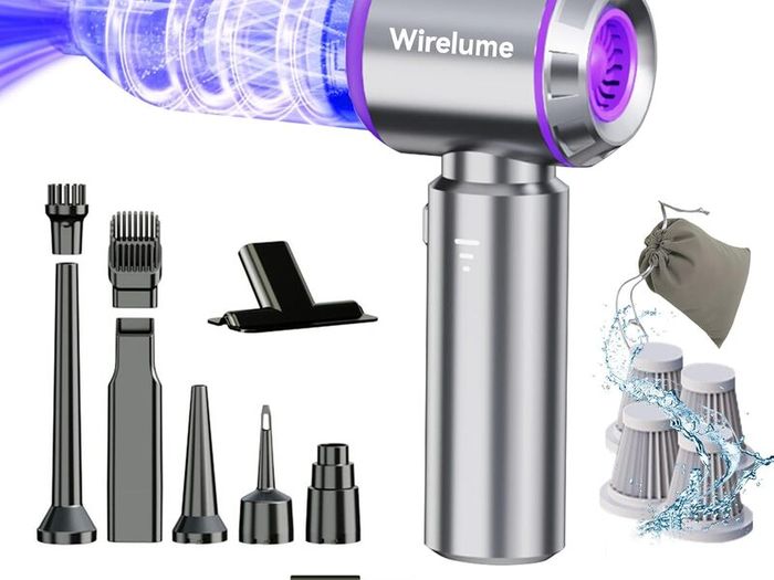 Car Vacuum Cleaner Cordless Powerful 22000Pa Strong Cyclonic Suction Blowing Brushless Motor Portable Rechargable Lightweight for Pet Hair Vehicle Home Office Purple
