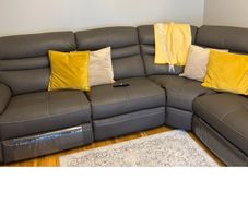 Charcoal leather electric recliner corner sofa