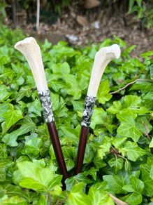 Fox Bone Soldered Wood Hair Sticks Dark Witchy Forest Vibes Hairpins Kanzashi Binyeo Dread Accessories