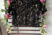 top bnwot elli white top size large black occasion wear top with embellishment