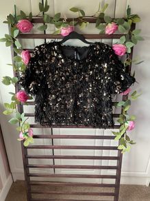 top bnwot elli white top size large black occasion wear top with embellishment
