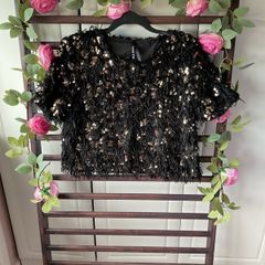 top bnwot elli white top size large black occasion wear top with embellishment