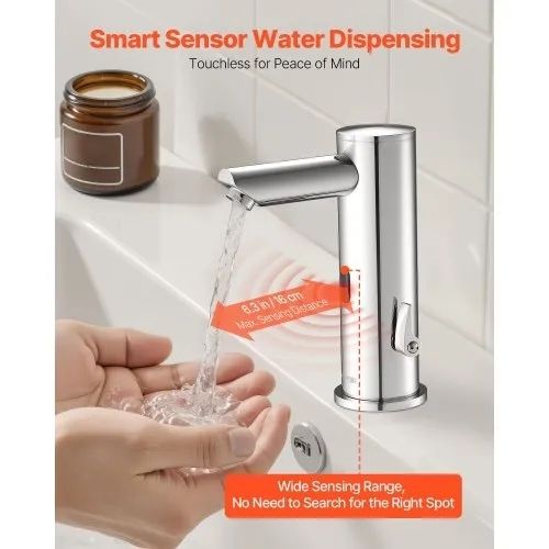 Touchless Bathroom Sink Faucet, Automatic Motion Sensor Restroom Toilet Faucet, Hands Free Adjustable Cold Hot Single Handle Water