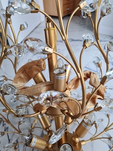 8-light 78cm crystal brass metal pendant light