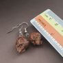 Vintage Carved Skull Shape Wood & brass Earings Image 3