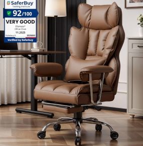 Big and Tall PU Leather Ergonomic Office Chair, 200KG Adjustable High Back Computer Chair,Executive Swivel Chair with Footrest and Lumbar Support, Brown