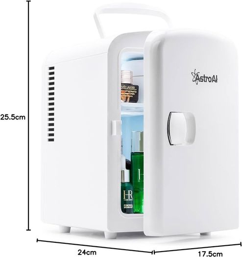 NEW SALE | Mini Fridge 4 Litre, 6 Can Portable AC+DC Power Cooler & Warmer, for Bedrooms, Cars, Offices; Skincare, Makeup, Cosmetics, Food