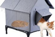 Outdoor Cat House Waterproof, Oxford Cloth Elevated Cat Shelter, Feral Cat Shelter, Insulated Pet Tent for Multiple Cats &amp; Dogs, 18x13x15in (Standard Model)