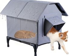 Outdoor Cat House Waterproof, Oxford Cloth Elevated Cat Shelter, Feral Cat Shelter, Insulated Pet Tent for Multiple Cats & Dogs, 18x13x15in (Standard Model)