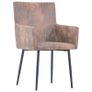 Dining Chairs with Armrests 2 pcs Brown Faux Suede Leather Image 6