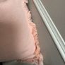 New 45cm x 45cm 100% cotton monogrammed G cushion in peach blush with feather filler Image 5