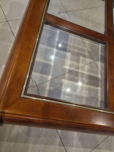 Solid Wood Glass Top Coffee Table