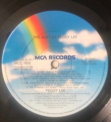 Peggy Lee The Best Of Vinyl album