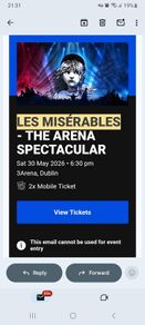 Les Miserable x 2 Tickets