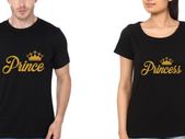 Prince And Princess Black And Gold Couple T-shirts Great Gift Present For Valentines Day Idea