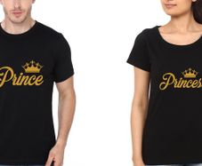 Prince And Princess Black And Gold Couple T-shirts Great Gift Present For Valentines Day Idea